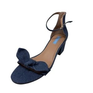 Draper James Preston Sandal in Blue Denim ankle strap block‎ heel Size 9